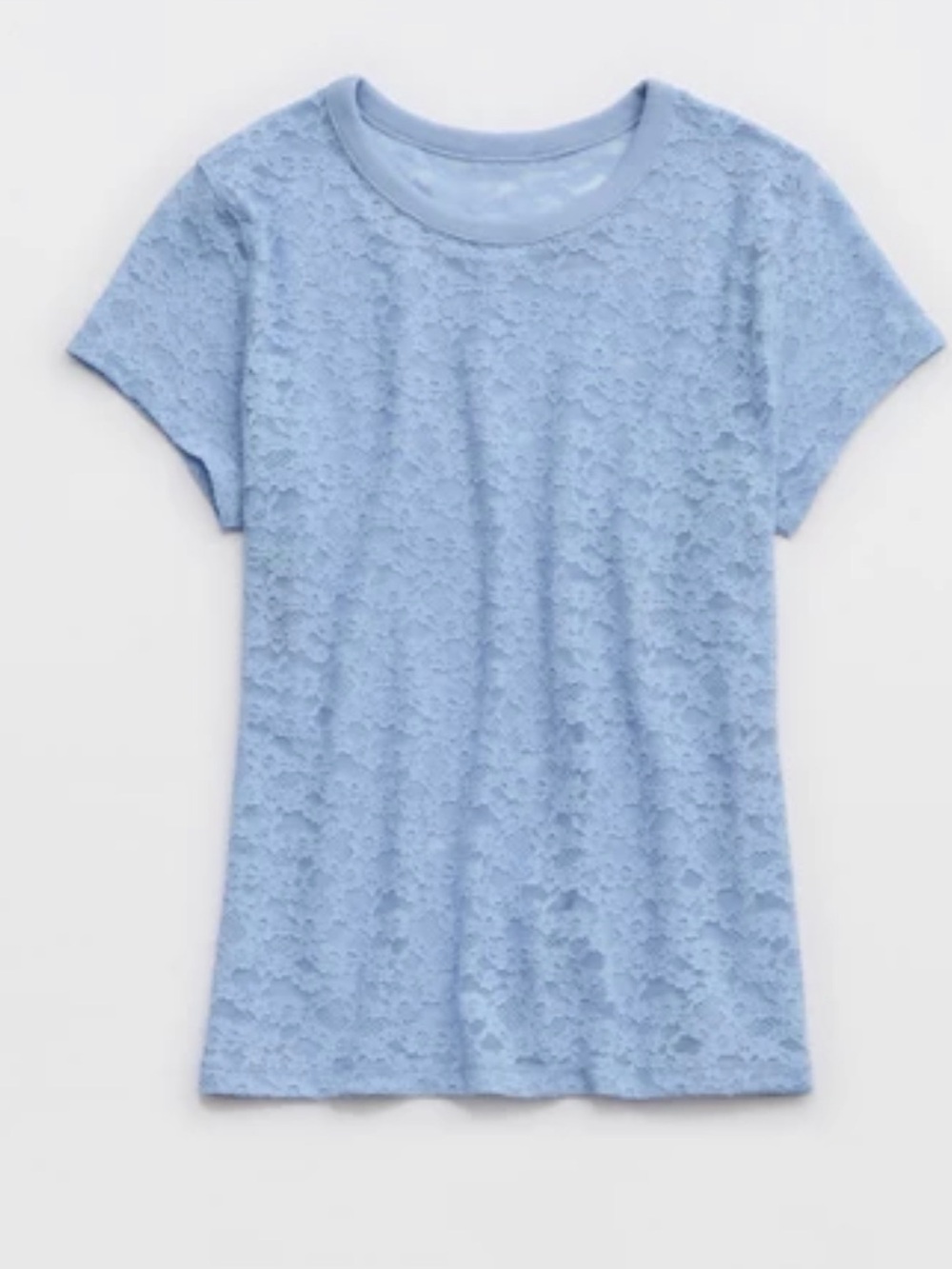 Aerie Light Blue Lace Short-Sleeve Women's Top